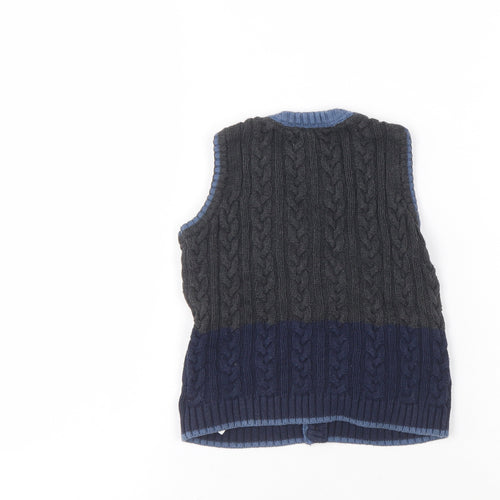Jarvis Archer Boys Blue Grey Vest 12-24 Months Knit Casual