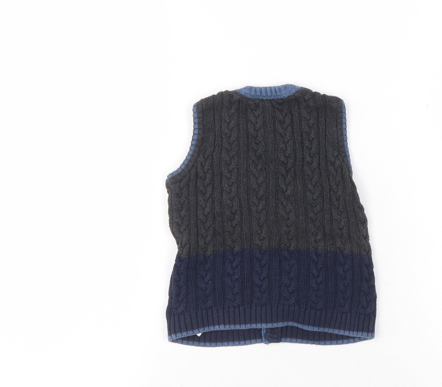 Jarvis Archer Boys Blue Grey Vest 12-24 Months Knit Casual