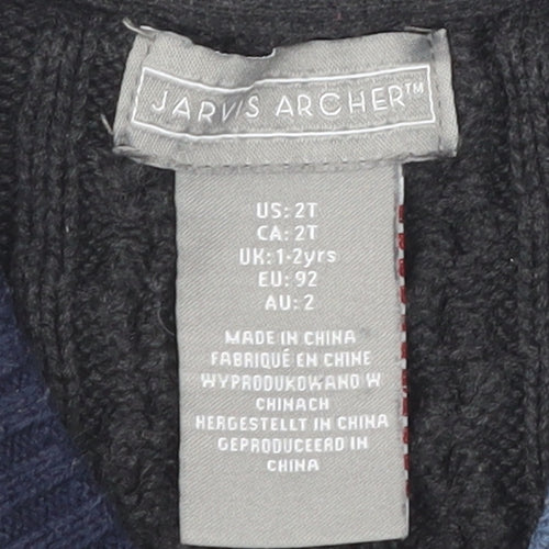 Jarvis Archer Boys Blue Grey Vest 12-24 Months Knit Casual