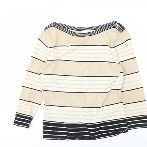 Marks & Spencer Women Beige Striped Pullover Jumper Size 10