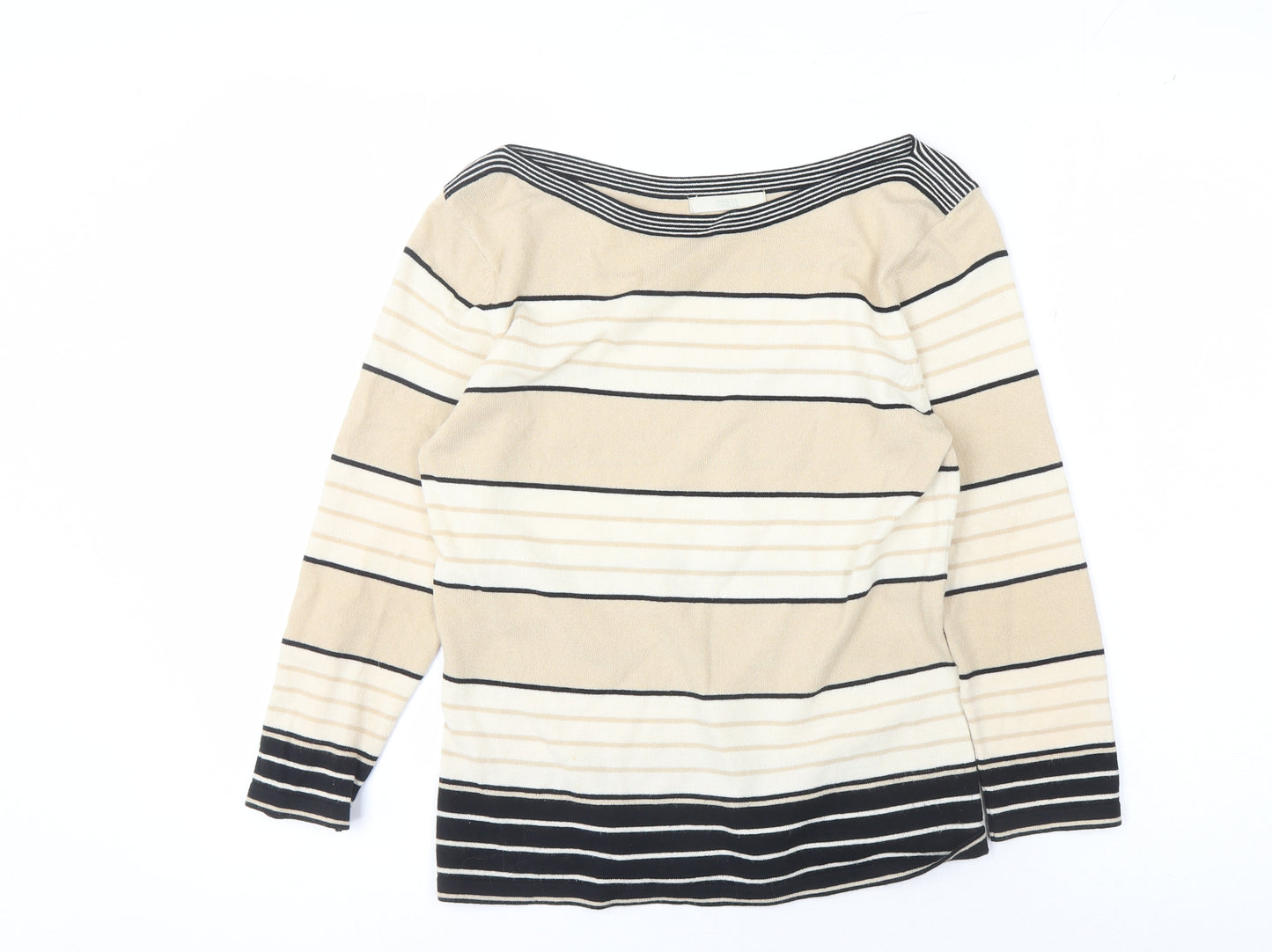Marks & Spencer Women Beige Striped Pullover Jumper Size 10