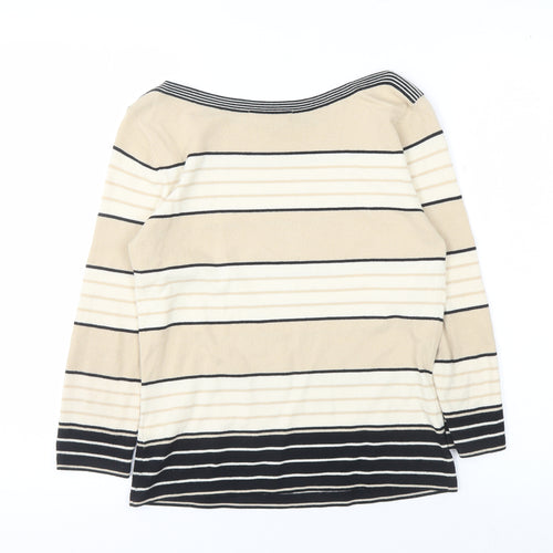 Marks & Spencer Women Beige Striped Pullover Jumper Size 10