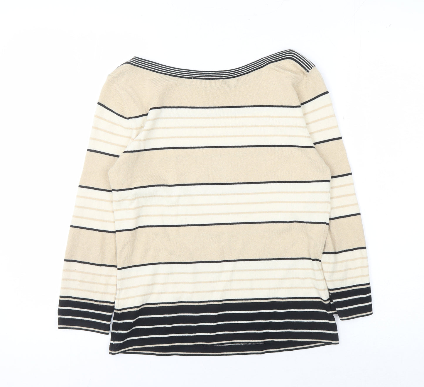 Marks & Spencer Women Beige Striped Pullover Jumper Size 10