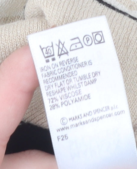 Marks & Spencer Women Beige Striped Pullover Jumper Size 10