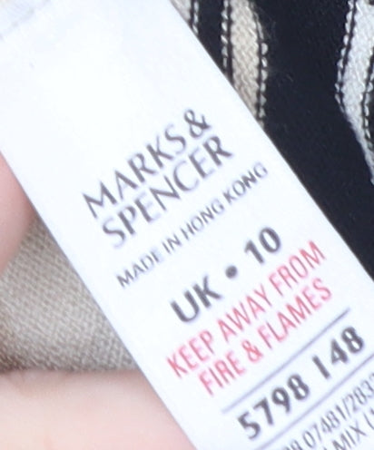 Marks & Spencer Women Beige Striped Pullover Jumper Size 10