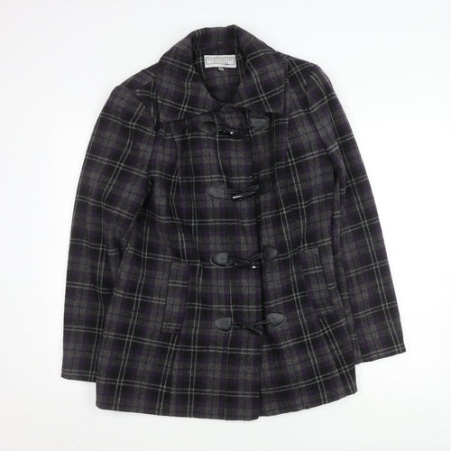 Debenhams Women's Purple Plaid Duffle Coat Size 14