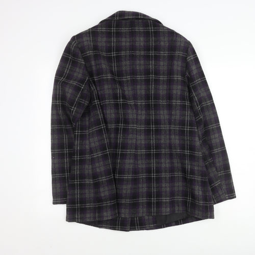 Debenhams Women's Purple Plaid Duffle Coat Size 14