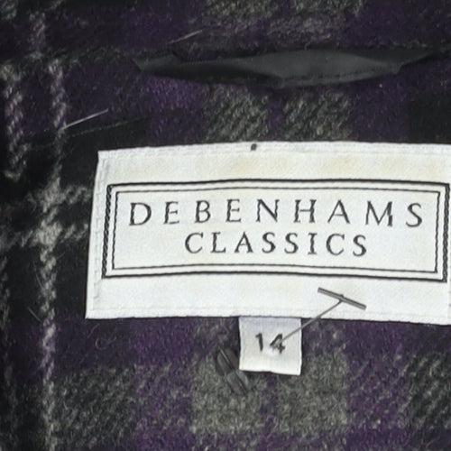 Debenhams Women's Purple Plaid Duffle Coat Size 14