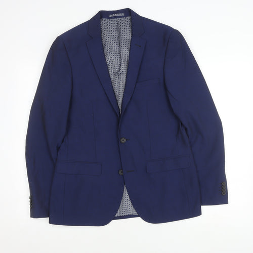 Harry Brown Blue Unisex Slim Fit Suit Jacket 38R