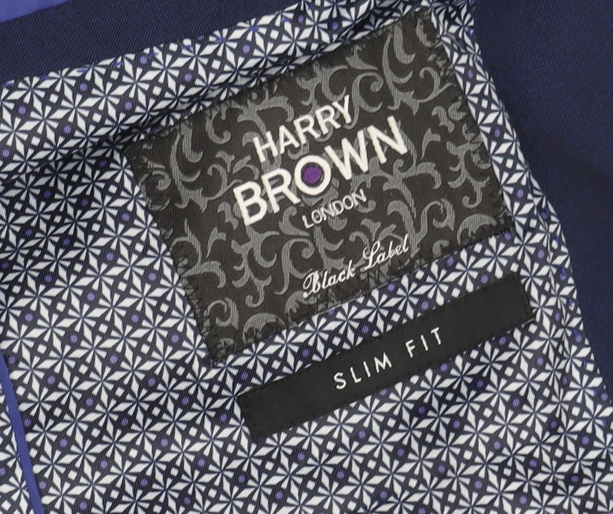Harry Brown Blue Unisex Slim Fit Suit Jacket 38R