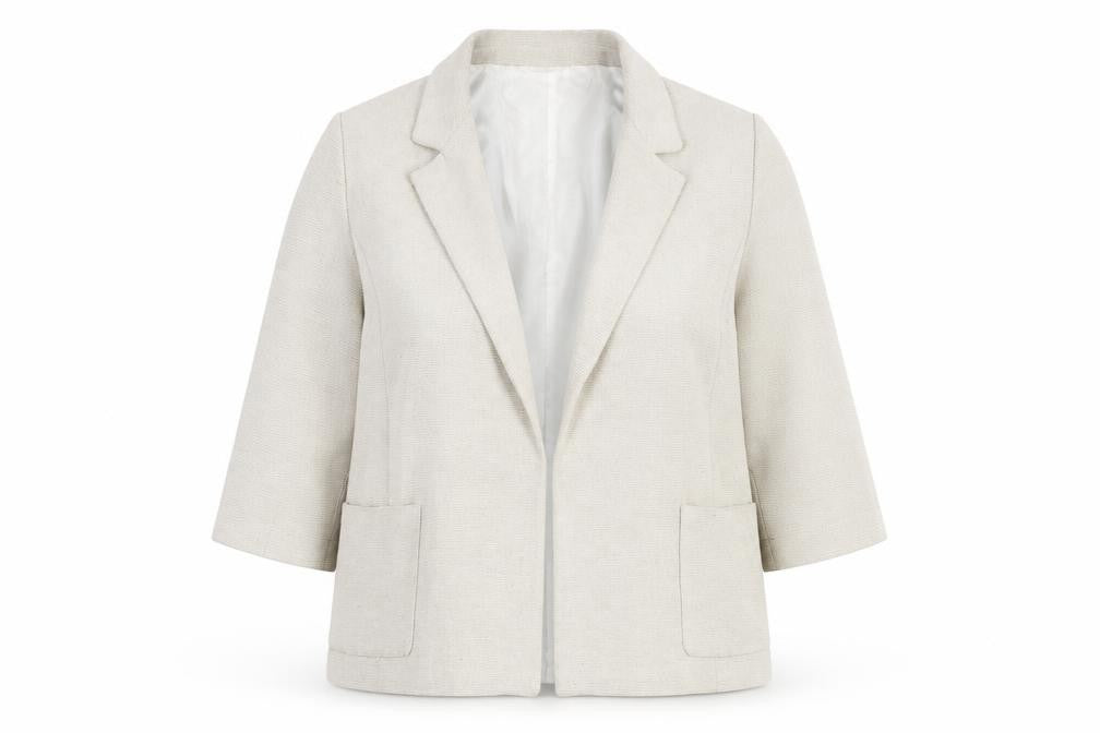 Front view of Zara Basic Women's Beige Mid-Length Blazer M