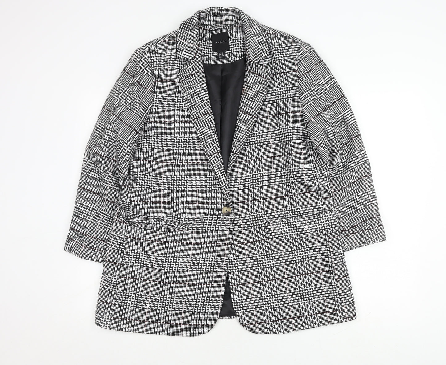 New Look Women's Black Houndstooth Blazer UK 14