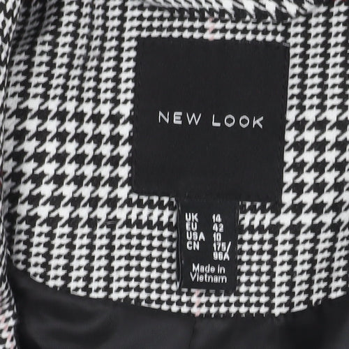 New Look Women's Black Houndstooth Blazer UK 14