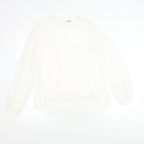 Zara Women's White Long Sleeve Blouse, Size 8