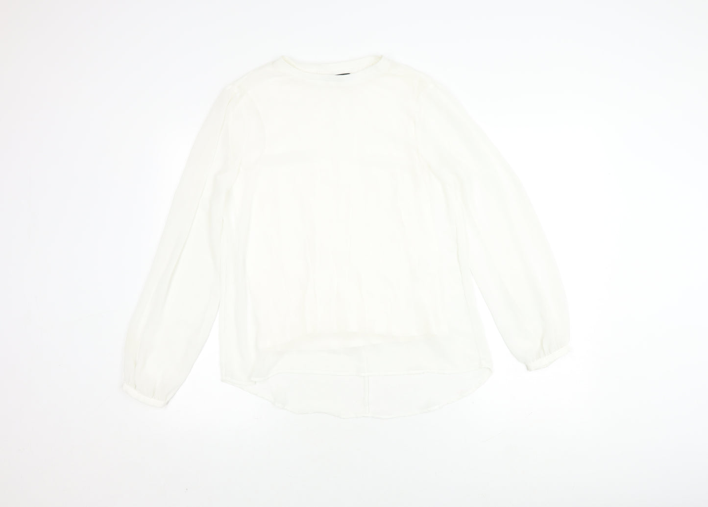 Zara Women's White Long Sleeve Blouse, Size 8