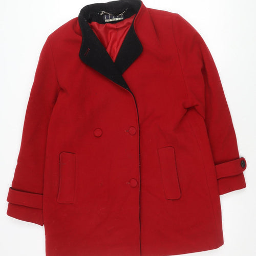 Kesta London Women's Red Pea Coat Size 12 Wool Blend