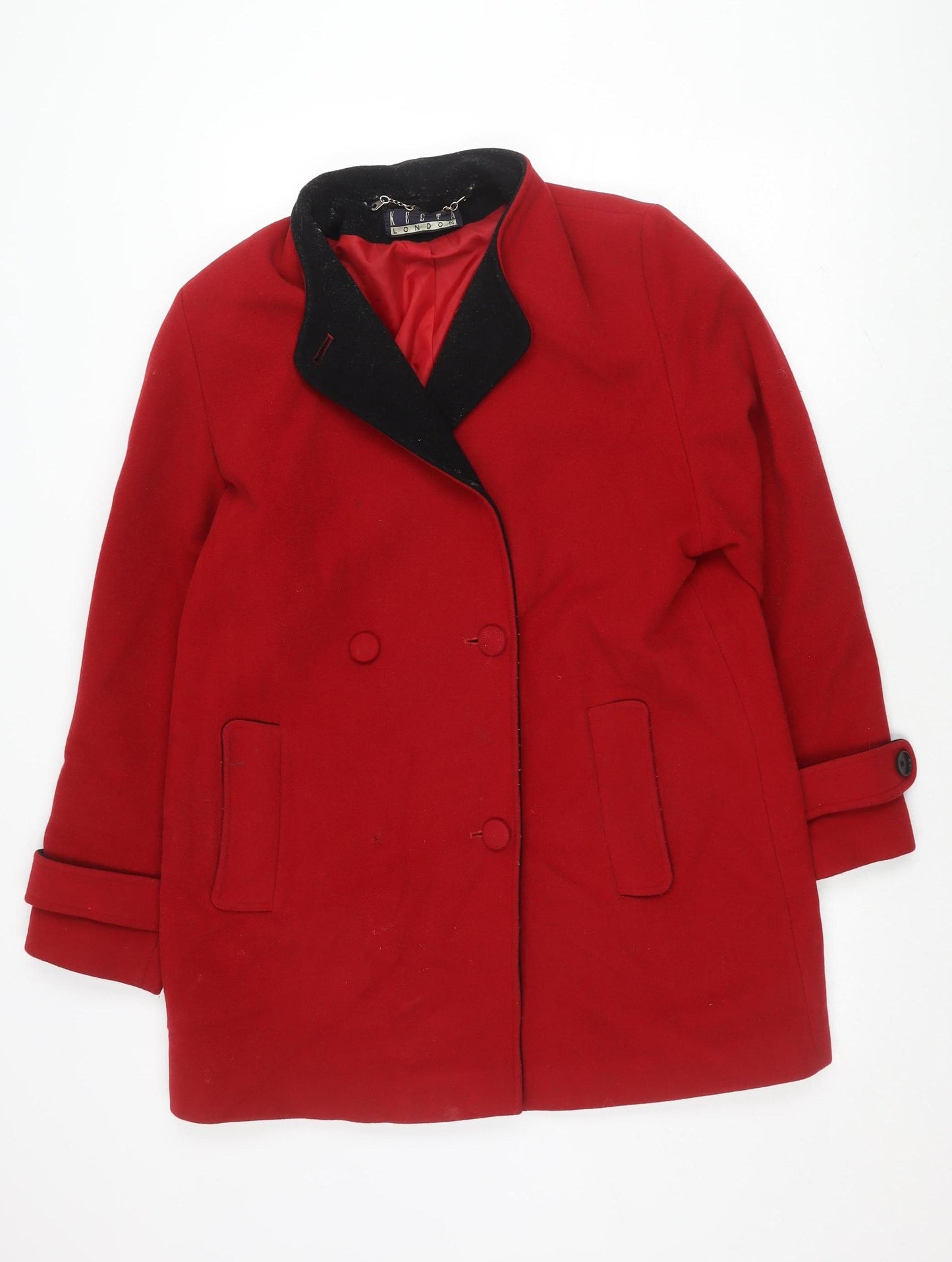 Kesta London Women's Red Pea Coat Size 12 Wool Blend