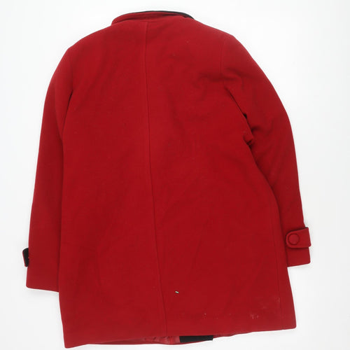Kesta London Women's Red Pea Coat Size 12 Wool Blend