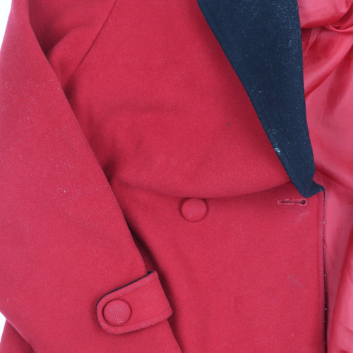 Kesta London Women's Red Pea Coat Size 12 Wool Blend