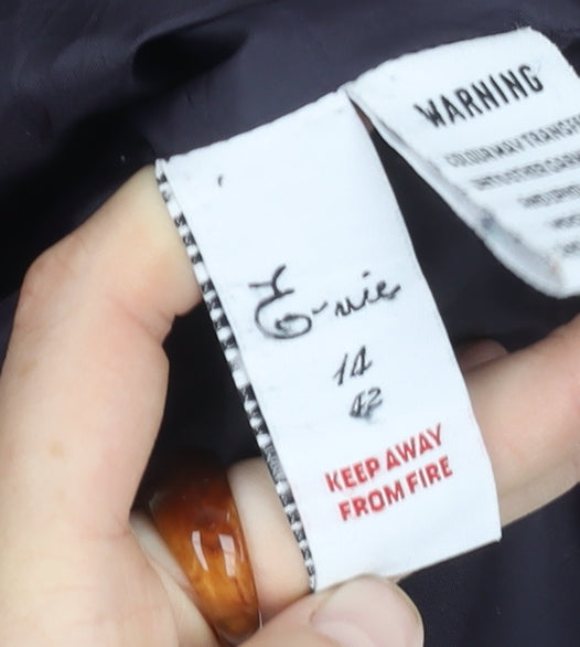 E-vie Women's Black Pea Coat - Size 14, Classic Twill