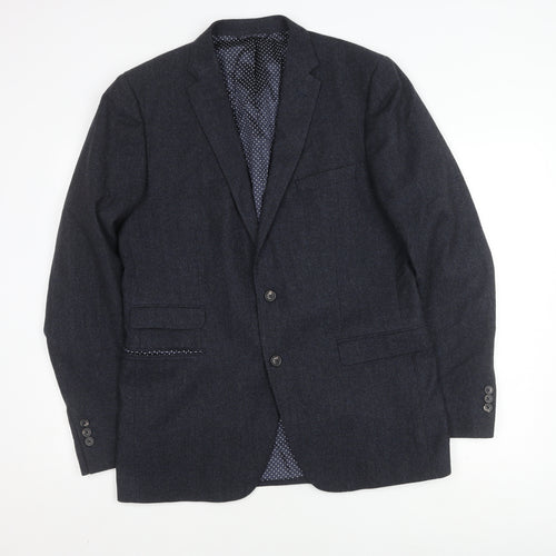 Jigsaw Men's Grey Wool Blazer 42R Single-Breasted