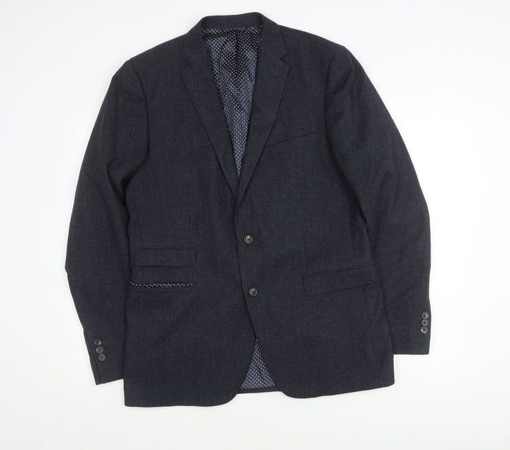 Jigsaw Men's Grey Wool Blazer 42R Single-Breasted