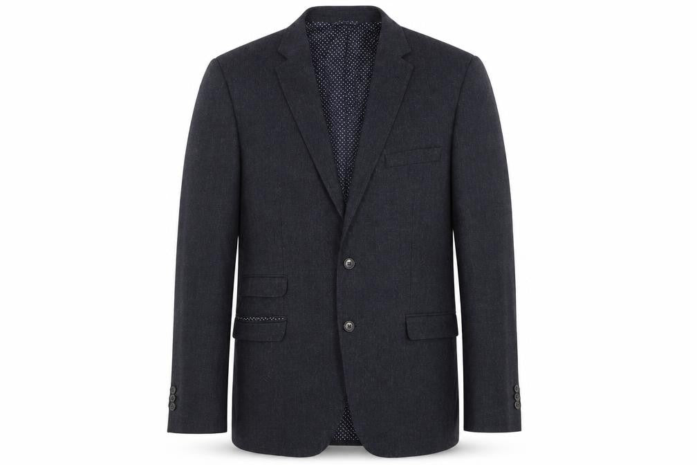 Front view of Jigsaw Men's Grey Wool Blazer 42R Single-Breasted