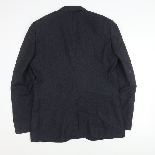 Jigsaw Men's Grey Wool Blazer 42R Single-Breasted