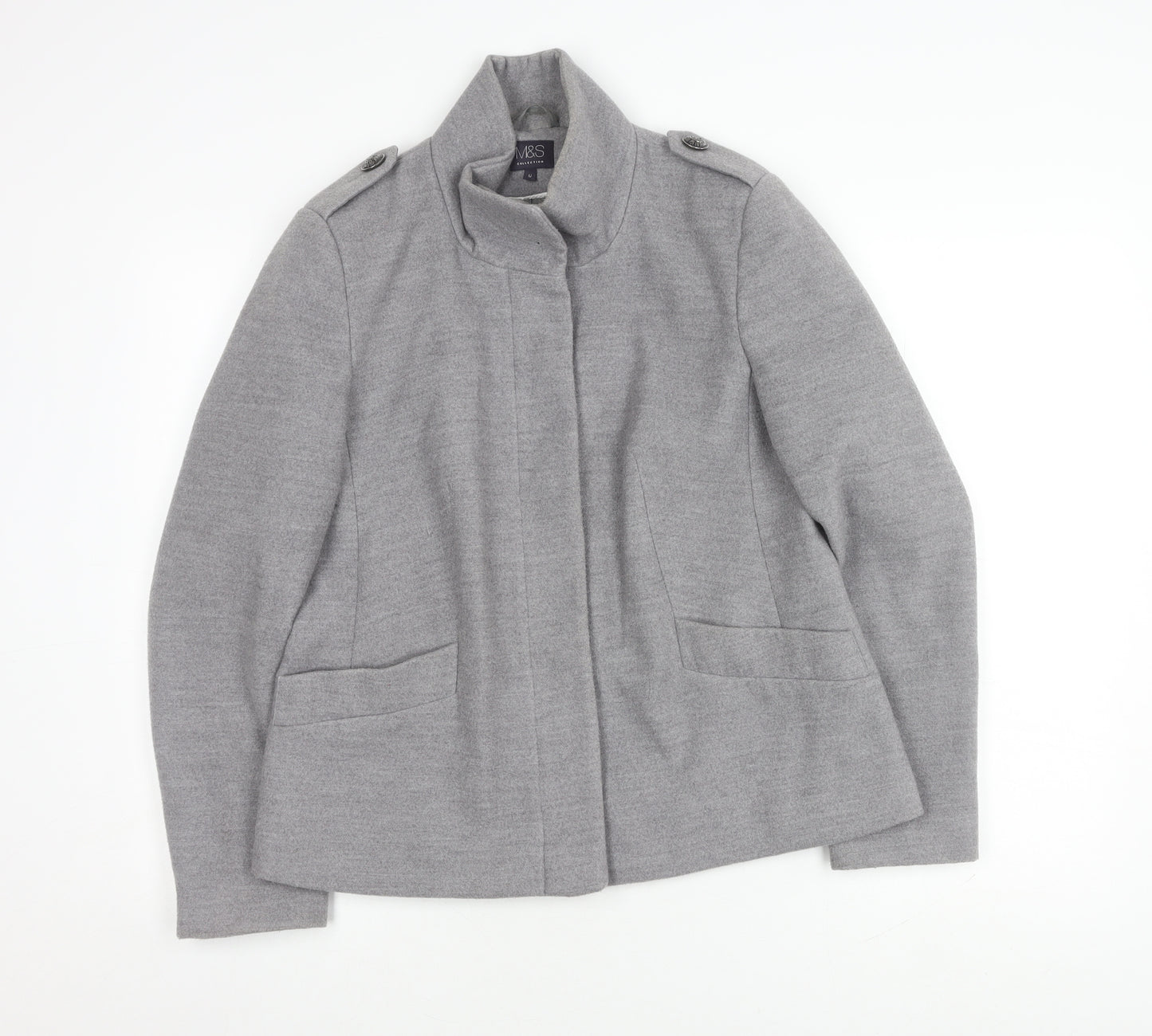 Marks and Spencer Women's Grey Jacket, Size 12, Collared