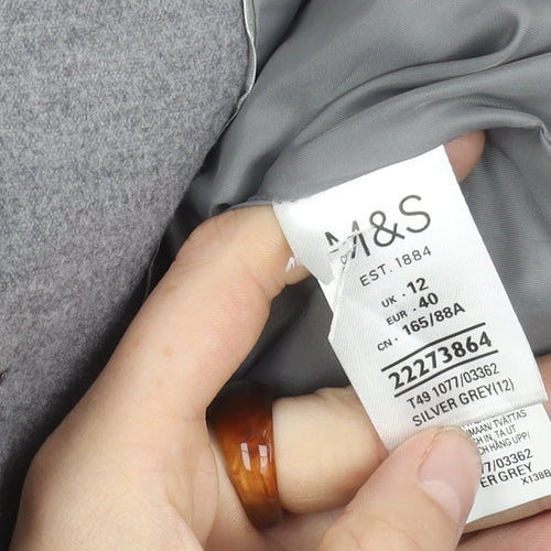 Marks and Spencer Women's Grey Jacket, Size 12, Collared