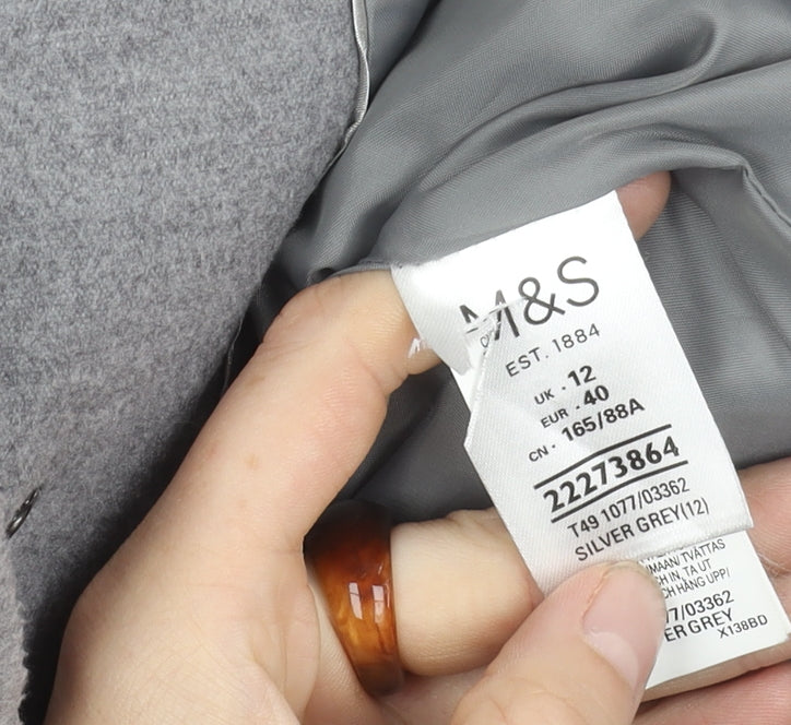Marks and Spencer Women's Grey Jacket, Size 12, Collared