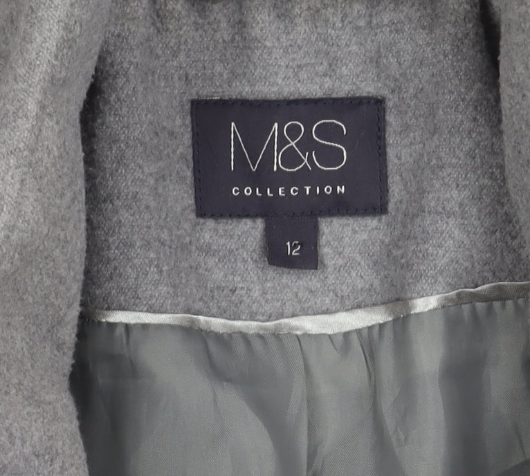 Marks and Spencer Women's Grey Jacket, Size 12, Collared
