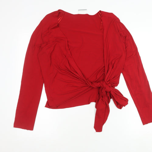 Wallis Red Wrap Top Size 12 Women Long Sleeve