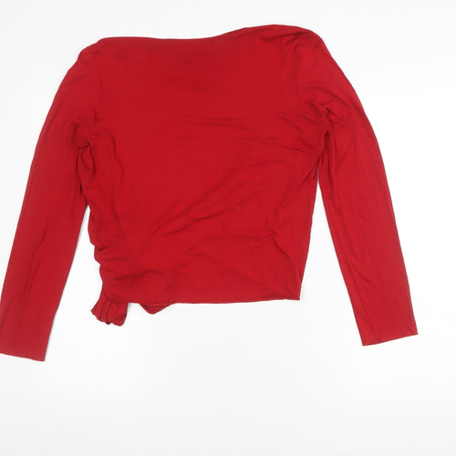 Wallis Red Wrap Top Size 12 Women Long Sleeve