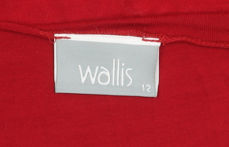 Wallis Red Wrap Top Size 12 Women Long Sleeve