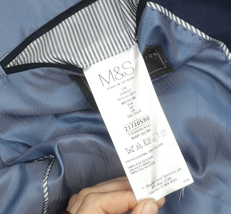 Marks and Spencer Men's Blue Blazer, Regular Fit, Size 42R