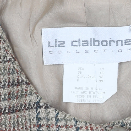 Liz Claiborne Beige Plaid Blazer for Women Size 16