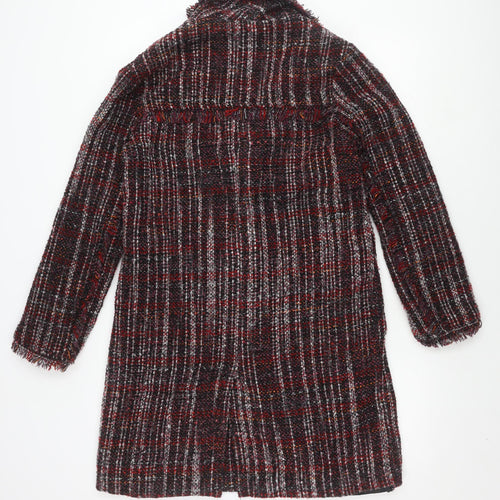 Bershka Women’s Multicoloured Check Tweed Coat - Size 6