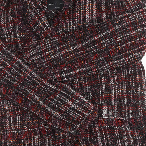 Bershka Women’s Multicoloured Check Tweed Coat - Size 6