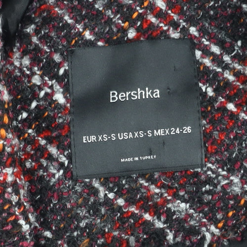 Bershka Women’s Multicoloured Check Tweed Coat - Size 6