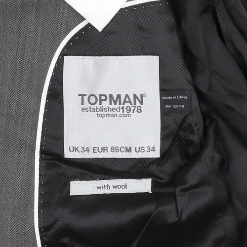 Topman Men's Grey Suit Jacket, Size 34