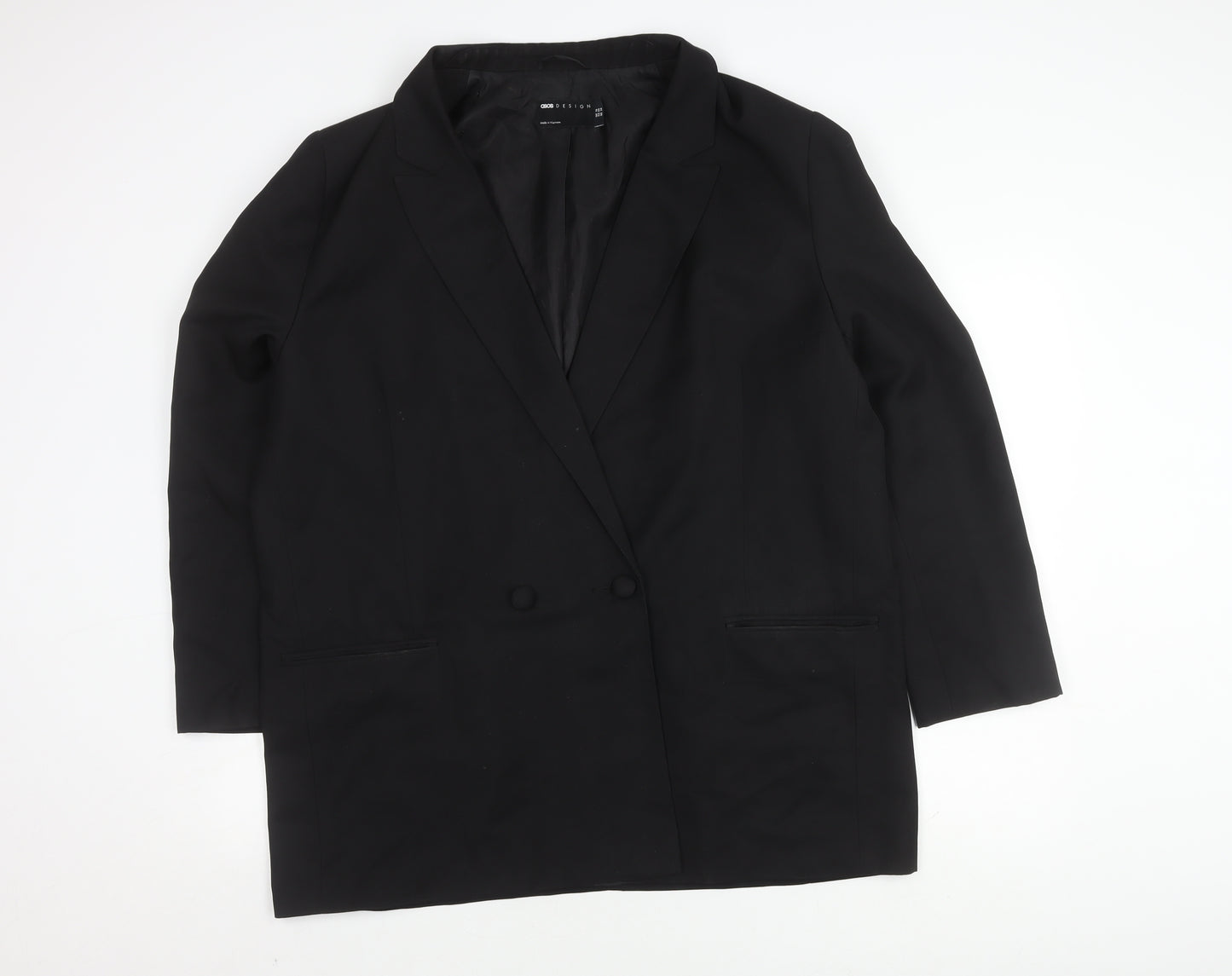 ASOS Design Women's Black Blazer UK 18 Double-Breasted