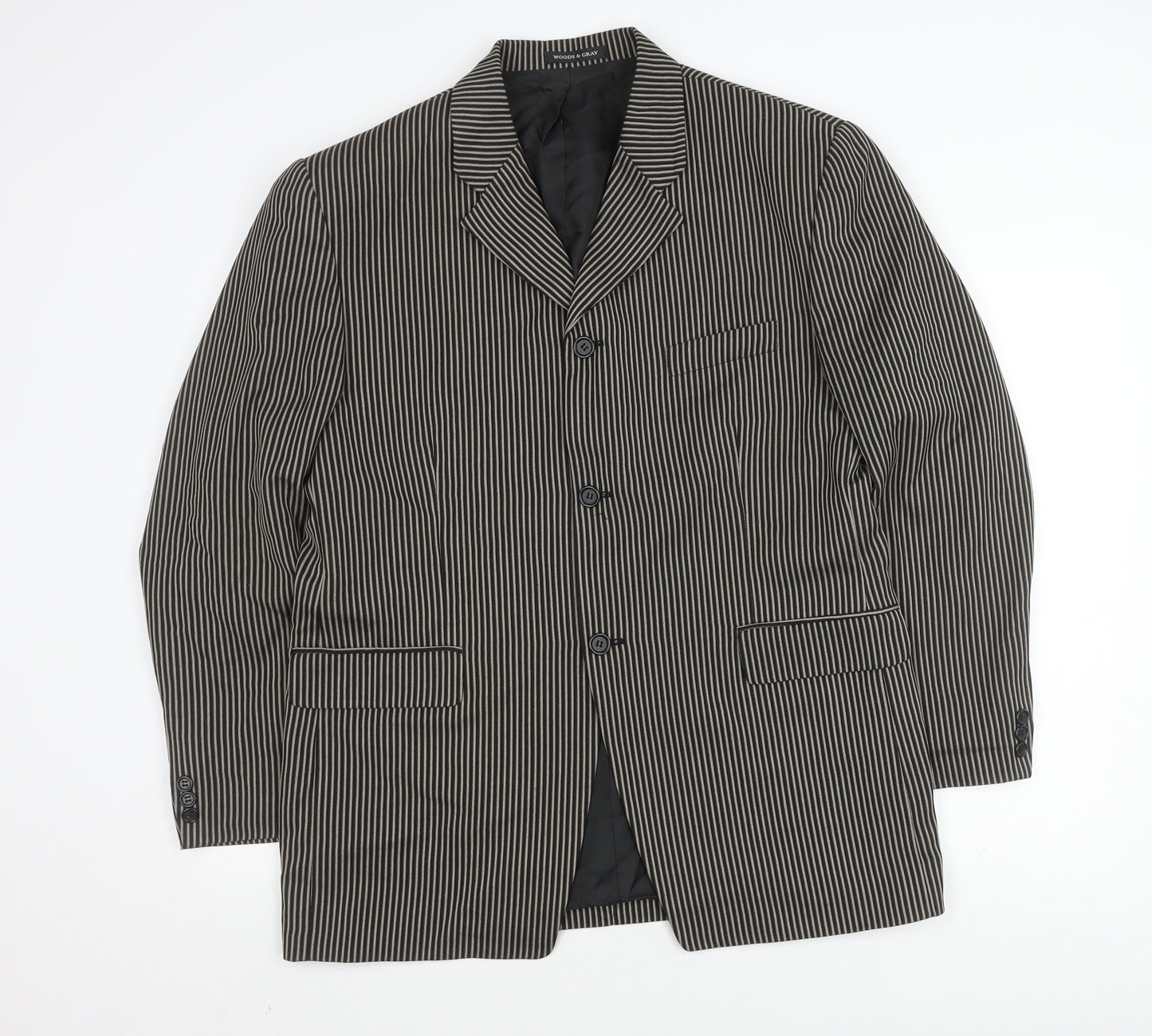 Woods & Gray Men's Black Striped Blazer Large
