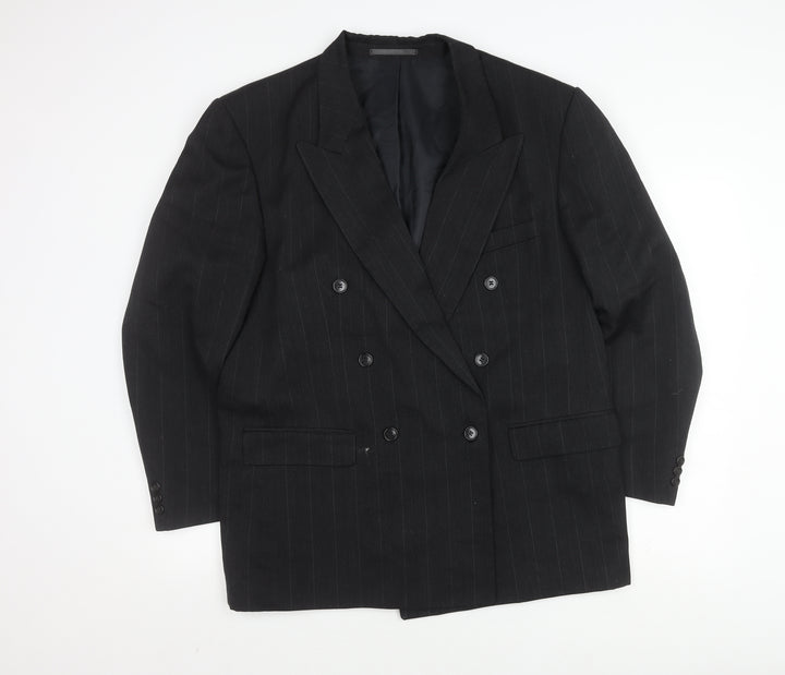 Burton Men's Black Double-Breasted Blazer, Size 44R