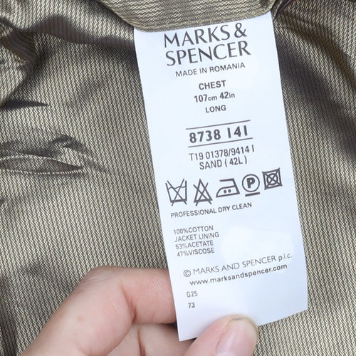 Marks and Spencer Men's Beige Long Blazer 42L