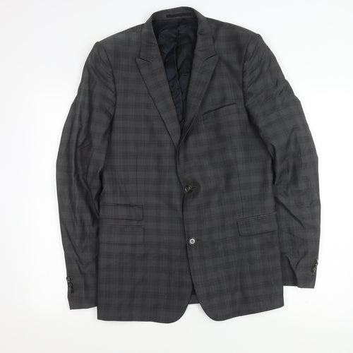 The Kooples Men's Grey Fitted Plaid Jacket UK 40