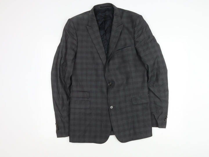 The Kooples Men's Grey Fitted Plaid Jacket UK 40