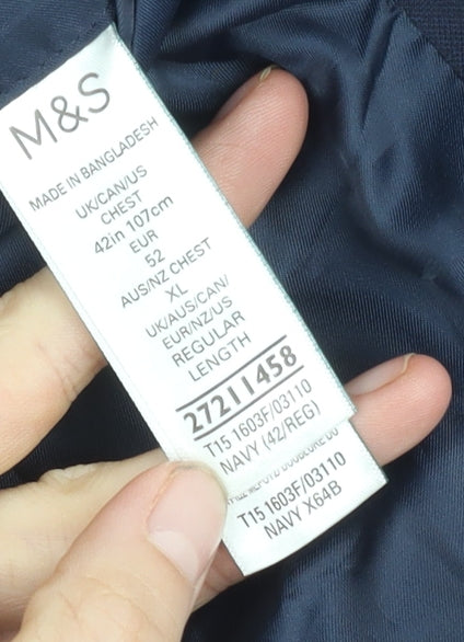 Marks and Spencer Men's Blue Blazer 42 Regular Fit