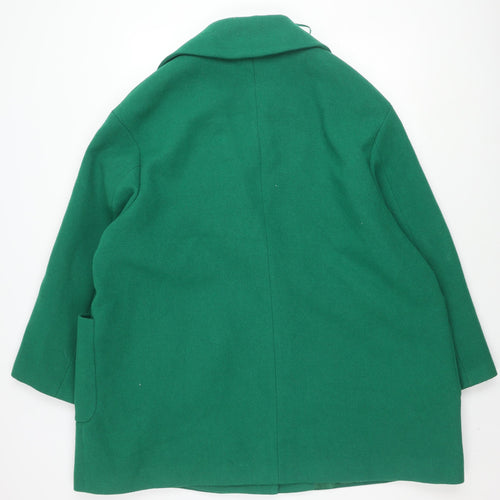 Marks and Spencer Green Pea Coat Women Size 24 Plus Button