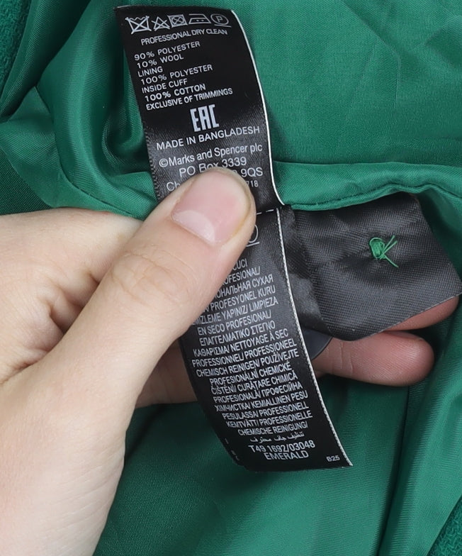 Marks and Spencer Green Pea Coat Women Size 24 Plus Button